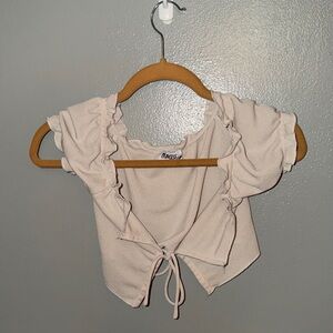 Princess Polly Cream Ruffled Crop Top